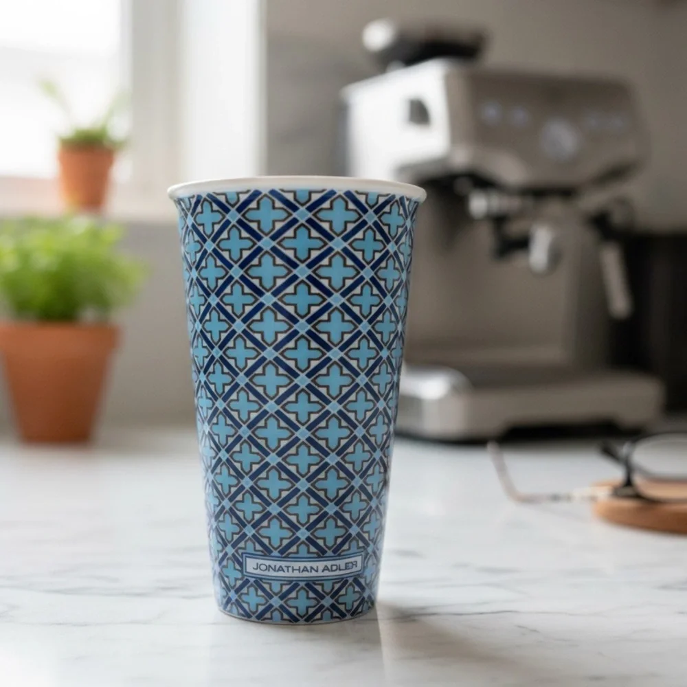 Jonathan Adler Blue and White Patterned Tumbler